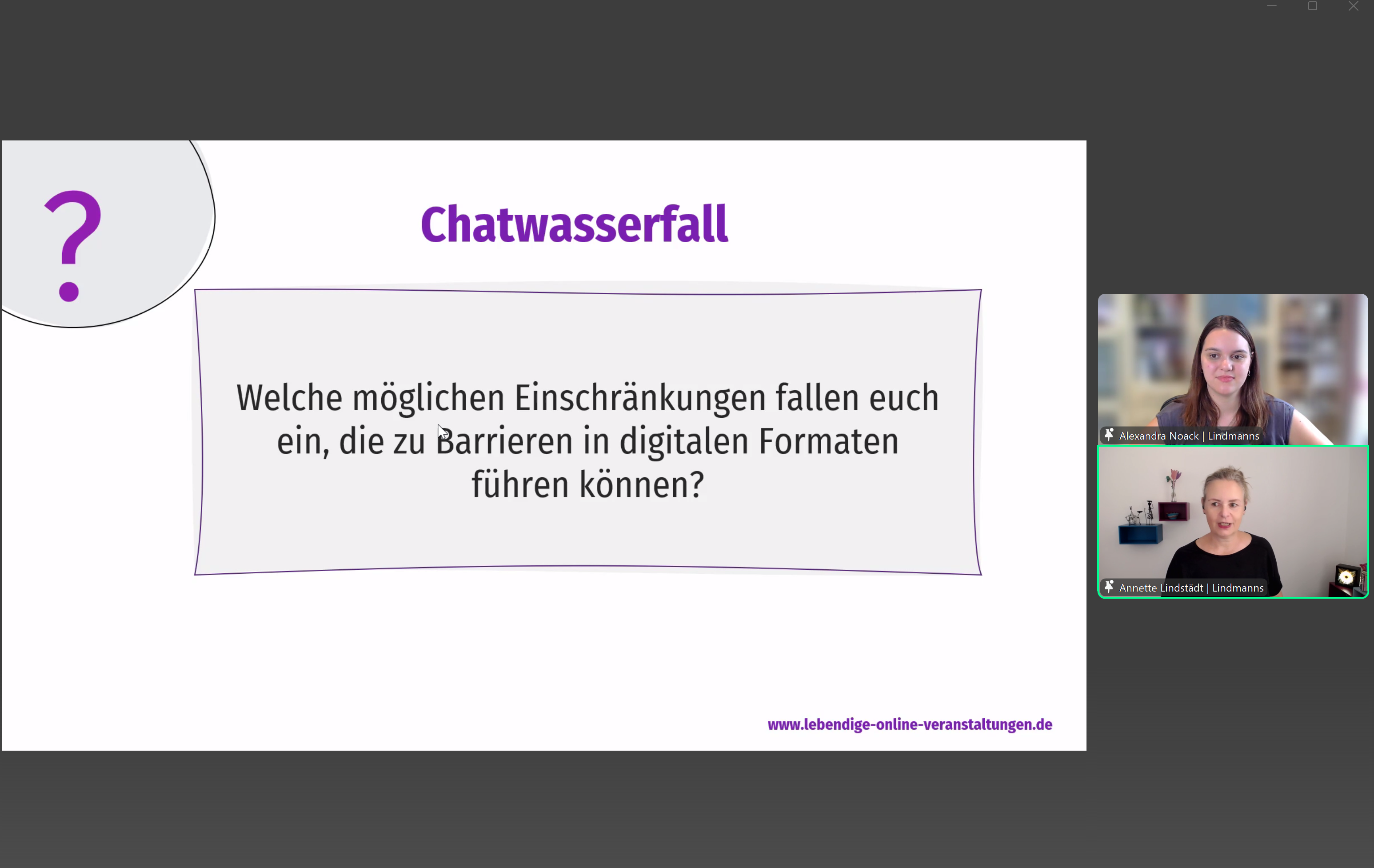 Screenshot einer Online-Veranstaltung zu barrierefreien Online-Meetings