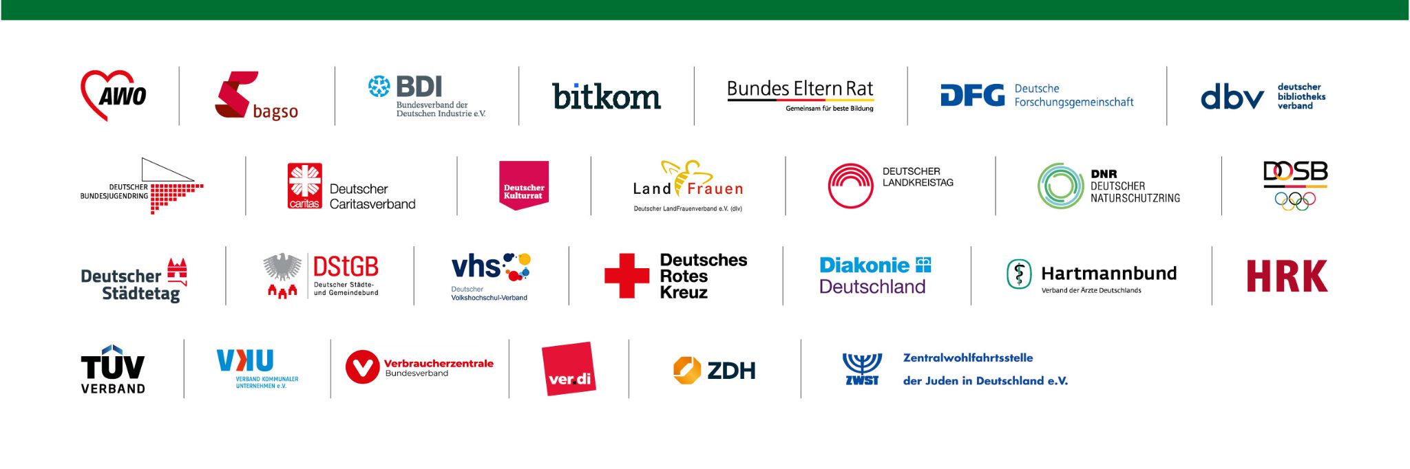 Logoübersicht der Partnerorganisationen der Initiative "Digital für alle"