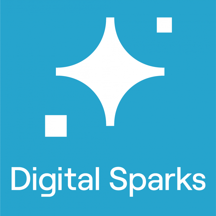 Logo mit einem funkelnden Stern und der Schrift Digital Sparks