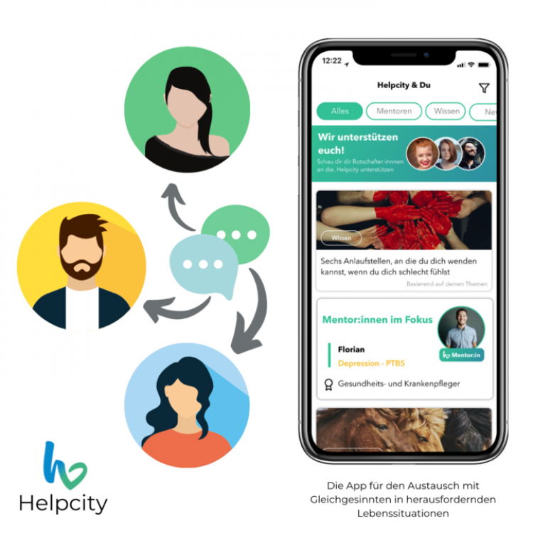 Nutzeroberfläche der Helpcity-App