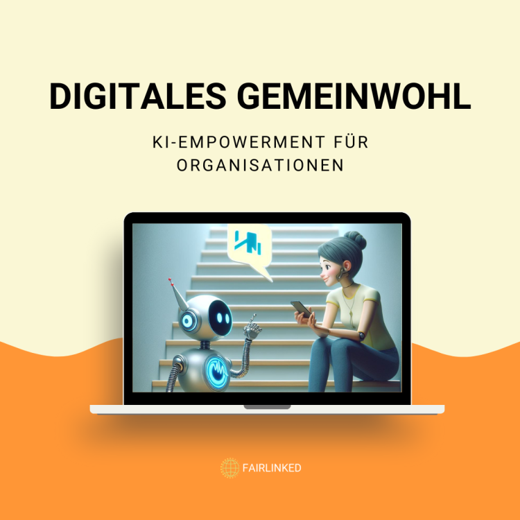 Aufgeklappter Laptop mit Überschrift "Digitales Gemeinwohl"