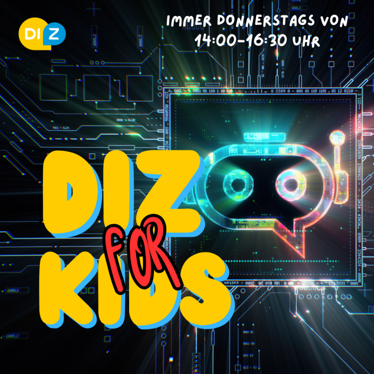 Grafik "DIZ for Kids. Immer Donnerstags von 14:00–16:30 Uhr"