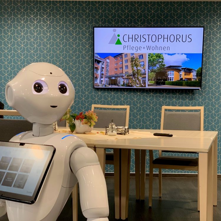 Von des humanoiden Roboters Pepper.